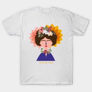 Funny tshirt, cute Frida kahlo feminist, feminism portrait, mexican painter colorful flowers viva la vida T-Shirt